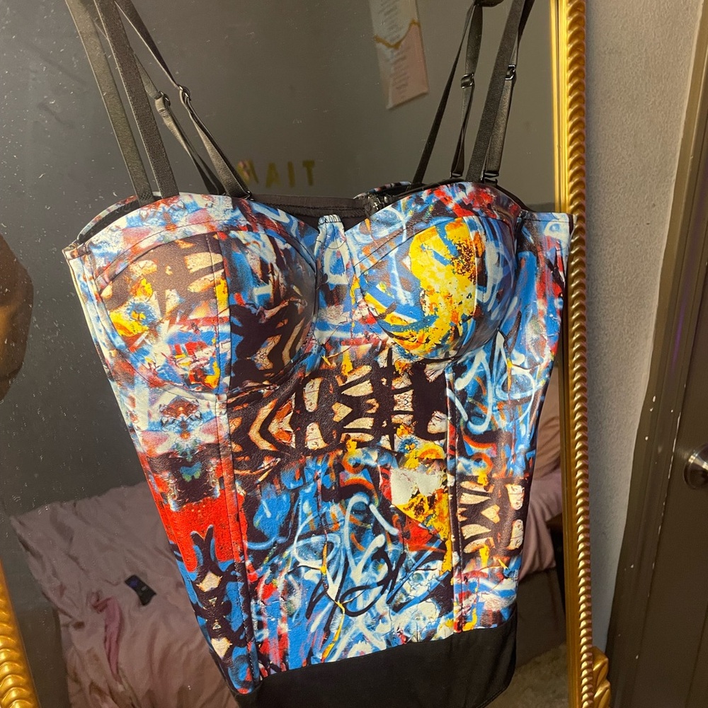 Colorful Abstract Bustier Top
